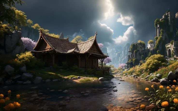 masterpiece, best quality, high quality, extremely detailed CG unity 8k wallpaper, ruins, day, no humans, award winning photography, Bokeh, HDR, bloom, Chromatic Aberration ,Photorealistic,extremely detailed, trending on artstation, trending on CGsociety, Intricate, High Detail, dramatic, art by midjourney, <lora:enviromentv02-000014:0.8>