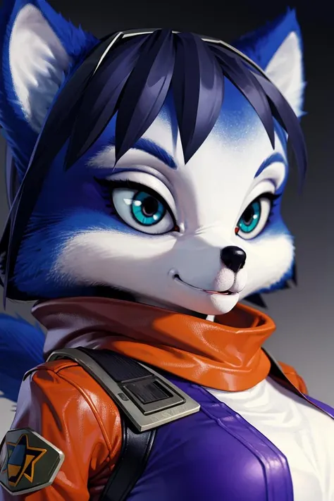 portrait, looking at viewer, smile, sexy, upper body, straight-on, front facing,
krystalodd, 1girl, furry female, furry, fox girl, fox tail, aqua eyes, blue hair, bangs, two tone fur, blue fur, white fur,
air-force flight jacket, red scarf, pilot, olive green jacket, military,
volumetric lighting, realistic, blurred background, depth of field
<lora:Krystal_v1-03:0.58>