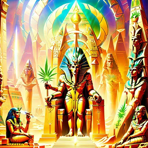 Apophis the Undying with Cleopatra smoking jointz in front of the Stargate. marijuana plant