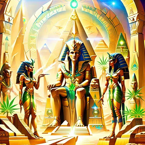 Apophis the Undying with Cleopatra smoking jointz in front of the Stargate. marijuana plant