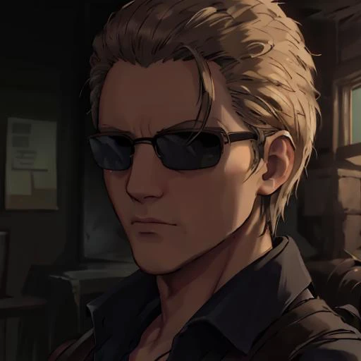 <lora:RE_v1:0.8>, (Albert Wesker:1.4), upper body, highly detailed, highres, extremely detailed, detailed background, perfect eyes, perfect face, high quality, detailed face, anime, best quality, masterpiece, 4k, 8k, absurd resolution, cinematic lights, intricate detail, detailed hands, detailed eyes, animation, illustration, back combed hair, (blonde hair:1.4), combed back, hair back, short hair, comb back hair, (1man), back comb haircut, mature male, looking at viewer, shades, sunglasses, 1boy, high definition, sharp focus, <lora:neg4all_bdsqlsz_V3.5:1>, OverallDetail, deep shadow, dimly lit, shade, edgQuality, Illust-InstaFilter, <lora:beard_slider_v10:-3>, <lora:gender_slider_v1:-4>, Best_QualityPos, slick back hair, <lora:neg_bdsqlsz_V2:1>, <lora:hyperdenoiser_v090:0.6>, <lora:hyperrefiner_v090:0.6>