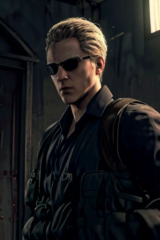 <lora:RE_v1:0.8>, (Albert Wesker:1.4), upper body, highly detailed, highres, extremely detailed, detailed background, perfect eyes, perfect face, high quality, detailed face, anime, best quality, masterpiece, 4k, 8k, absurd resolution, cinematic lights, intricate detail, detailed hands, detailed eyes, animation, illustration, back combed hair, (blonde hair:1.4), combed back, hair back, short hair, comb back hair, (1man), back comb haircut, mature male, looking at viewer, shades, sunglasses, 1boy, high definition, sharp focus, <lora:neg4all_bdsqlsz_V3.5:1>, OverallDetail, edgQuality, Illust-InstaFilter, <lora:beard_slider_v10:-3>, <lora:gender_slider_v1:-4>, Best_QualityPos, slick back hair, <lora:neg_bdsqlsz_V2:1>, <lora:hyperdenoiser_v090:0.6>, <lora:hyperrefiner_v090:0.6> <lora:gatling_gun_lora01:1> gatling gun, gun, standing, full body, firing, shooting,