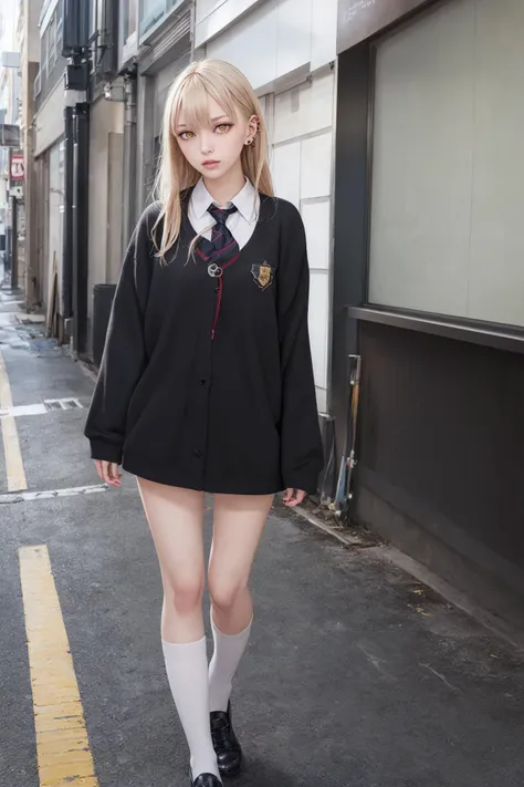 ((masterpiece)), (best quality), official art, extremely detailed CG, unity 8k wallpaper, ultra detailed,
1girl yellow eyes earrings, school uniform, serafuku, full body,
glowing eyes,
<lora:guideau_no_outfit:1>