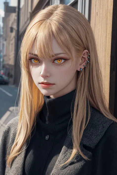 masterpiece, best quality, highres, 1girl yellow eyes earrings <lora:guideau_no_outfit:1> photorealistic