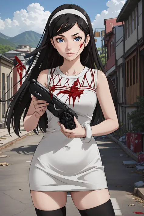 (masterpiece, best quality), intricate details,
1girl, <lora:kumashiromaya-nvwls-v1:0.8> kumashiro maya, hairband, white dress, bracelet, black thighhighs
battlefield, blood, debris, outdoors, arrows,
<lora:GraphicsCardMeme:0.8> incrsgc, gc, holding incrsgc, graphics card,