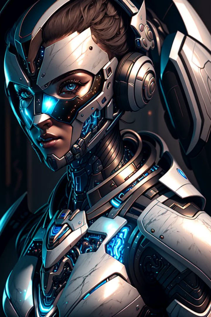 Portrait painting of a cybernetic grey girl with power armor,<lora:MECHA:0.5>, painting, fan art,detailed, perfect anatomy,reflection light, realistic light,8k octane wallpaper,hardline,highly detailed,