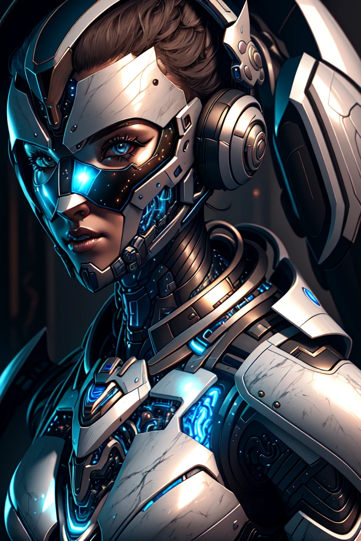 Portrait painting of a cybernetic grey girl with power armor,<lora:MECHA:0.5>, painting, fan art,detailed, perfect anatomy,reflection light, realistic light,8k octane wallpaper,hardline,highly detailed,