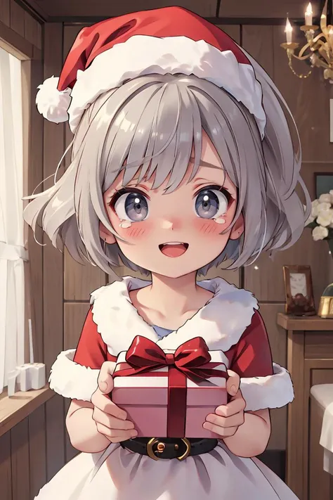 masterpiece,best qualitiy,high detail,girl,petite,ponytail,indoor,christmas,blush,,window,nighttime,(a girl,naked bag),Christmas wreath <lora:present bag-001_0.7:0.8>,spoken heart,looking up viewer, <lora:sensualface_type1:0.8>,evil smile,from above,nude,bare shoulder