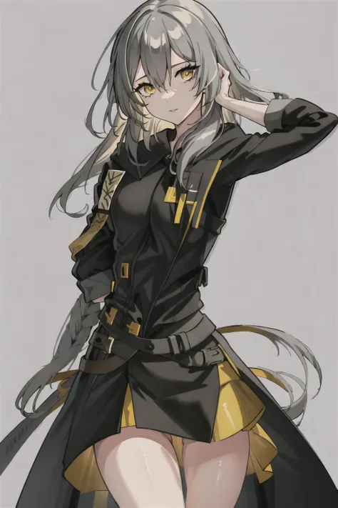 <lora:stelle_hsr_2:0.8>, masterpiece, high quality, absurdres, 1girl, grey hair, yellow eyes, looking at viewer, ((solo)),