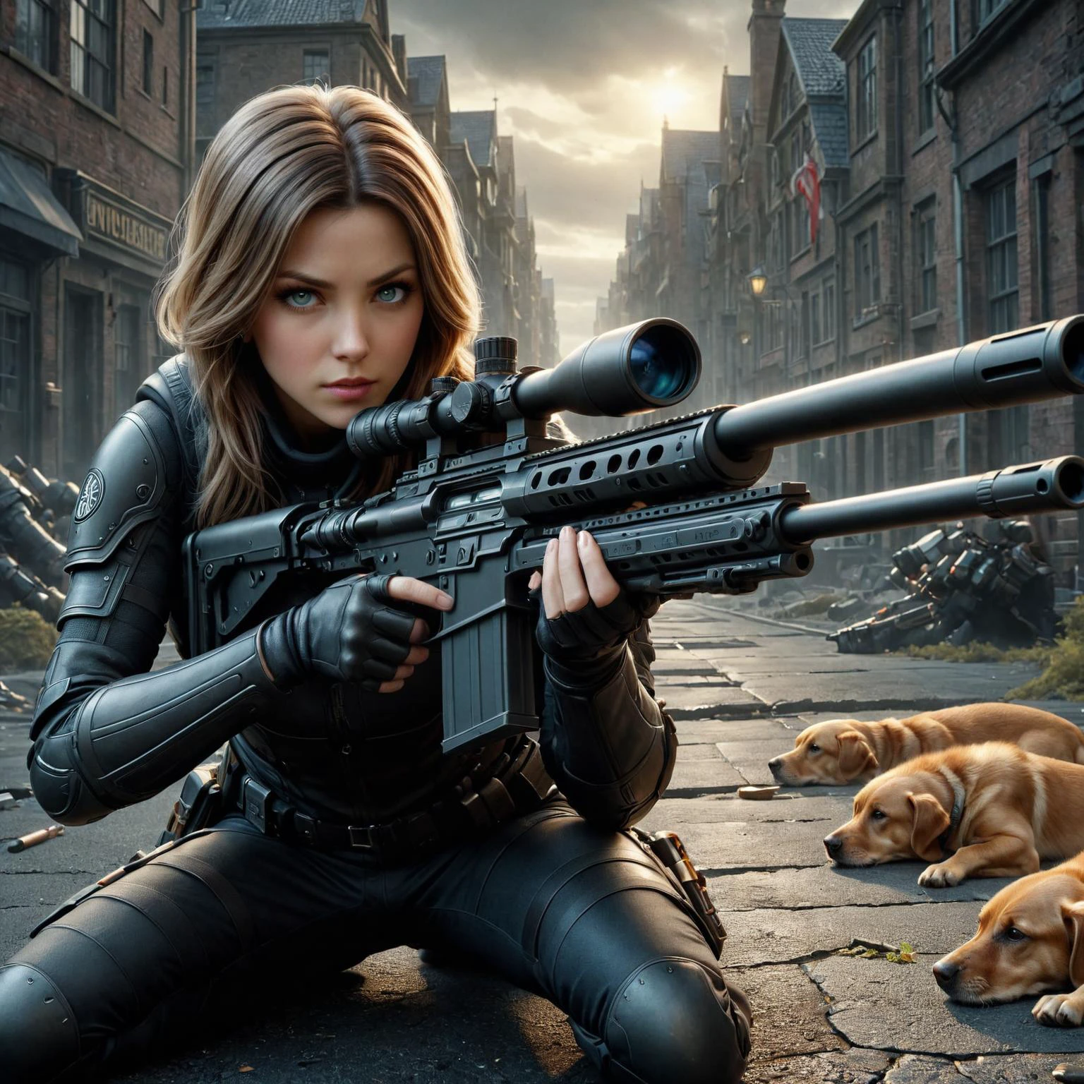 by Jesper Ejsing and Kelly Mckernan and John Wilhelm, using a sniper rifle <lora:sniper_rifle:0.50>, HD, dof, cinematic, <lora:more_art:0.20><lora:huge_anime_eyes:0.85><lora:attractive:0.75><lora:great_lighting:1.00><lora:aesthetic:0.85><lora:photorealistic_portrait:0.85><lora:clothing_slider:1.00><lora:RMSDXL_Enhance:0.45><lora:RMSDXL_Creative:0.35><lora:RMSDXL_Photo:0.45><lora:RMSDXL_Darkness_Cinema:0.50><lora:XDetail_heavy:0.45><lora:perfect_eyes:0.15><lora:perfect_hands:0.15><lora:midjourney:-0.15><lora:looking_at_viewer:0.75>