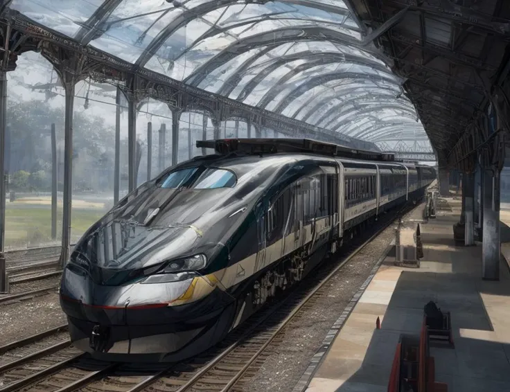 ((best quality)), ((masterpiece)), ((realistic)), (detailed), High-Speed Train, Convertible Roof, Winch, Vibroblade, Glassy, Cracked Texture,, ((masterpiece)), absurdres, HDR, <lora:add_detail:1>, <lora:LowRA:0.5>