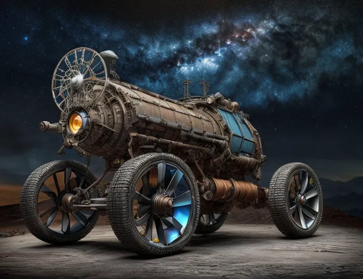 ((best quality)), ((masterpiece)), ((realistic)), (detailed), Nebula Lander, Solar Panels, Wraparound Windows, Hazard Lights, Custom Wheels, Quenched Iron (Wheel of Time), Mechanical, Shiny Resin Coating,, ((masterpiece)), absurdres, HDR, <lora:add_detail:1>, <lora:LowRA:0.5>
