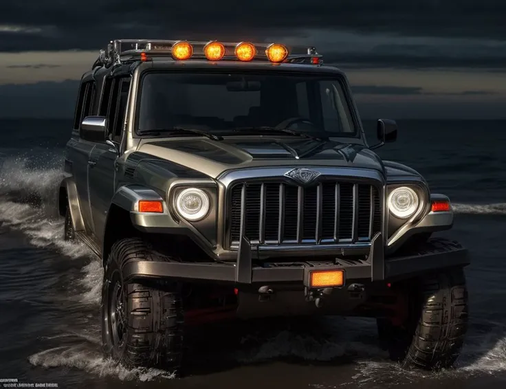 ((best quality)), ((masterpiece)), ((realistic)), (detailed),Average Semi-Submersible, Curved Windshield, Winch, Chrome Accessories, Steel, Neon-lit, Midnight Black, Sandy Texture,, ((masterpiece)), absurdres, HDR, <lora:add_detail:1>, <lora:LowRA:0.5>