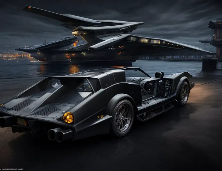 ((best quality)), ((masterpiece)), ((realistic)), (detailed), Quantum Jumpship, Angular Headlights, Wing Windows, Night Vision Lights, Winch, Ground Effects, Plastic, Unconventional, Jet Black, , ((masterpiece)), absurdres, HDR, <lora:add_detail:1>, <lora:LowRA:0.5>