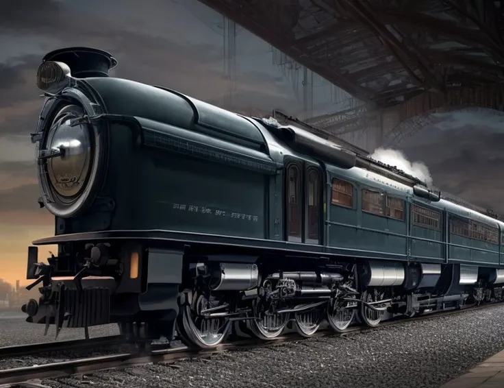 ((best quality)), ((masterpiece)), ((realistic)), (detailed),Gigantic Passenger Train, Windshield Wipers, Sliding Windows, UV Lights, Roof Box, Silk, Sleek, Waxy Coating,, ((masterpiece)), absurdres, HDR, <lora:add_detail:1>, <lora:LowRA:0.5>
