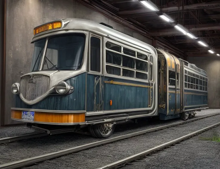 ((best quality)), ((masterpiece)), ((realistic)), (detailed),Average Monorail, License Plate Lights, Nerf Bars, Silver, Rusty, Antique Finish, Soft Leather Upholstery,, ((masterpiece)), absurdres, HDR, <lora:add_detail:1>, <lora:LowRA:0.5>