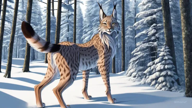 (lynx), (solo), (((fur))), forest, anatomically correct,    masterpiece, best quality, photorealistic, hyperrealistic, ultradetailed, detailed background, photo background, digital drawing (artwork),