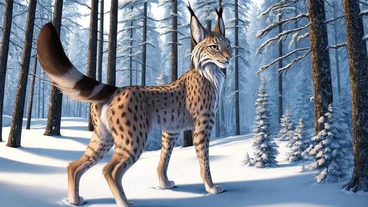 (lynx), (solo), (((fur))), forest, anatomically correct, masterpiece, best quality, photorealistic, hyperrealistic, ultradetailed, detailed background, photo background, digital drawing (artwork),