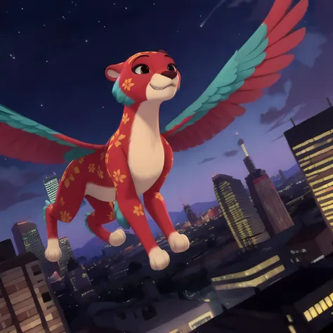 <lora:JaquinElena:0.7> flying JaquinElena, masterpiece, (feral), cityscape, nighttime, in sky, jaquin