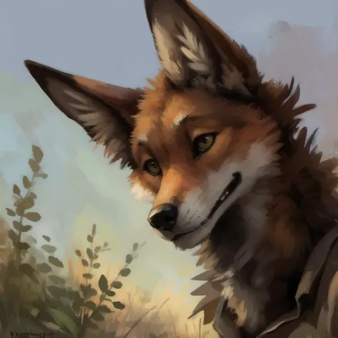 By mystery dog, kenket, rukis, Fox robot , anthropomorphic, in the style of Kevin final spase wiki,