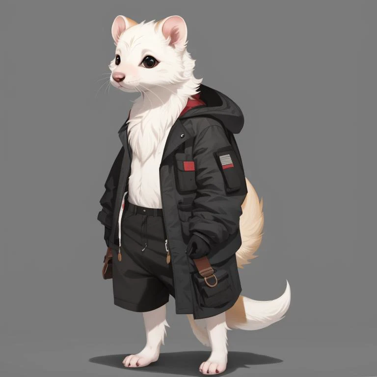 a full body a withe ferret