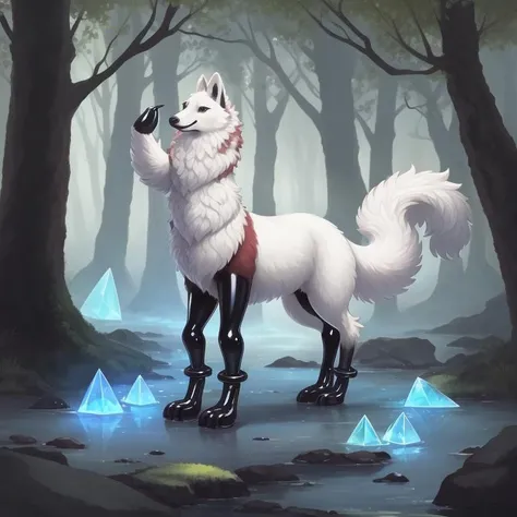 A full body of a sexy, crystal animal, latex bird, looks like a fusion of Pipe Snake, Icelandic Sheepdog,