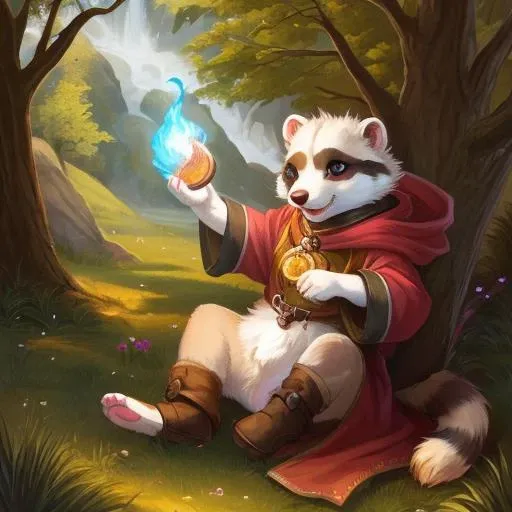 a ferret, using wild magic