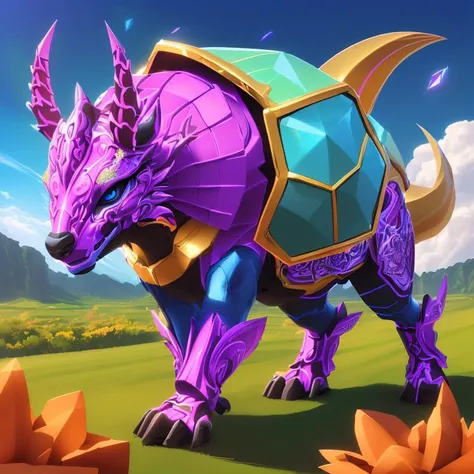<lora:GachaSplash4:1>, isometric, color contrast, 1 entity, mid shot, full body, (( is a full body of a feral animal creature entity:1.3)) feral animal between a chemical life, and a feral artificial species, with a feral animal creature that have flora and inorganico features, ( Translucent armor plates form a protective shell around the subject, shimmering with defensive energy.:1.3), and a feral animal that have the features of a A creature with a body covered in hard, metallic scales, reflecting light with a polished sheen. and A head with the intricate, interlocking petals of a flower, showcasing delicate beauty and natural elegance. with Horns with a metallic, robotic construction, featuring intricate gears and mechanisms. and A tail with sharp, serrated edges, capable of delivering powerful slashes and strikes.,