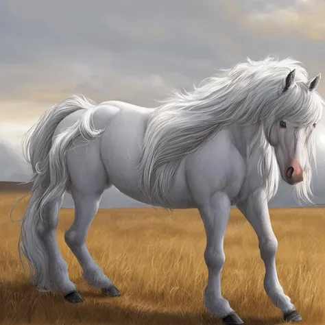 feral horse, spirit,  ((fur, fluffy, furry horse, detailed fur)),