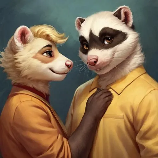 a ferret with hufflepuff robbes,