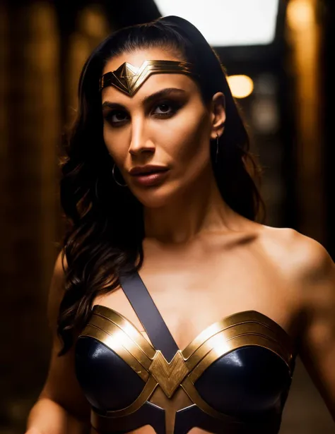 eextremely high quality RAW photograph of woman, wearing wonder woman costume, in dark alley, (portrait), (skin details, high detailed skin texture), ((photorealistic), film grain), 8k high definition, insanely (detailed face), detailed eyes, (photo), (photograph),highly detailed, sharp focus, 4k, focus on eyes,bokeh, staring at camera, ,gigapixel,by hasselblad, (((low light, dark,dim))),(((midnight))),((late night)),(late at night,night-time, after dark), eyeliner, makeup, <lora:derici_1:1.4:0,0.1,0.2,0.3,0.4,0.5,0.6,0.7,0.8,0.9,0.8,0.7,0.6,0.5,0.4,0.3,0.2>,