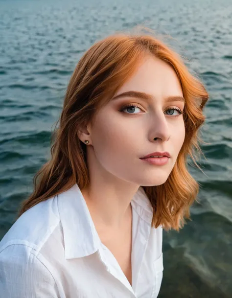 <lora:DollyDyson_SDXL_v1.2:1>
beauty photo of a ohwx perfect headshot of a beautiful 20yo woman with perfect eyes, long beautiful red hair (designer tailored A classic button-down linen shirt with a high neckline)
Shot on Nikon Z6 Nikon Z 85mm f/1.8 S F/2.8, 1/125s, ISO 100, style of Annie Leibovitz, lake shoreline