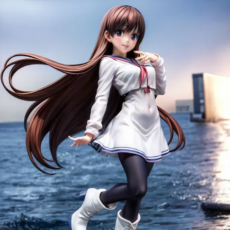 <lora:PalmSugao001:0.7>,<lora:add_detail:1>,<lora:noline:0.3>,<lora:boldline:-0.3>,solo,looking at viewer,smile,parted lips,
PalmSugao,1girl,long hair,brown hair,
dress,
black pantyhose,
white footwear,boots,