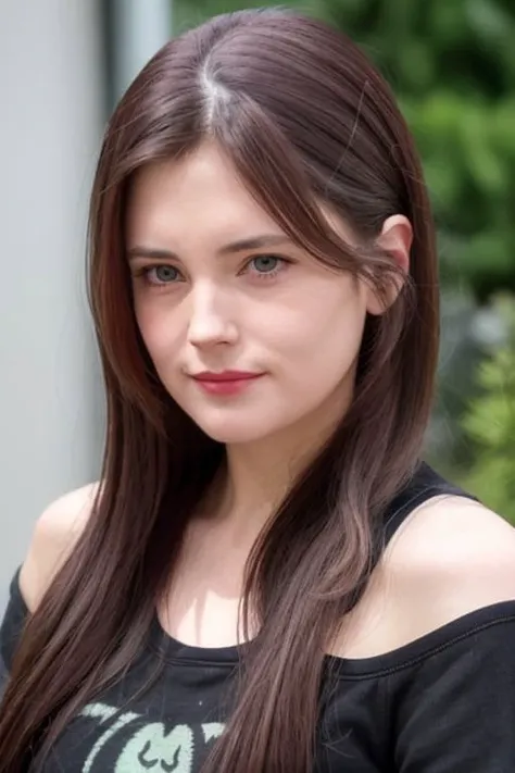 a woman <lora:el1z4b3thmcg0v3rn:1> at home in tee shirt, RAW, UHD, 8K, candid, amateur, highly detailed face, long black hair, upper body, close up, smiling:0.5