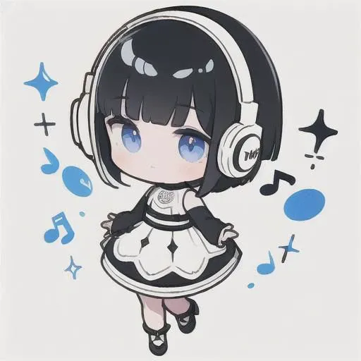 (best quality), (masterpiece:1.3), (ultra-detailed), amazing,
cute girl, finely detailed face, black hair, short hair, Bob hairstyle, Blunt bangs, white dress, white headphones, short stature, jumping, short pants, white high-heel, looking up, close-up of face to leg, high angle, full body, upturned eyes,
blue sky background, light blue background, from above, colorful music notes,
eighth music notes, a half music notes, a quarter music notes, colorful sparkling lights,