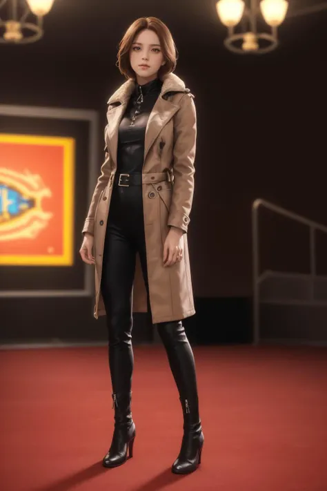 8k,highres,absurdres,masterpiece,best quality,original,extremely detailed CG,extremely detailed wallpaper,perfect lighting,<lyco:GoodHands-beta2:1>,
1girl,solo,blurry_background,looking_at_viewer,standing on the stage,
<lora:BOScoat01:0.7>,boscoat,coat,belt,jacket,fur trim,