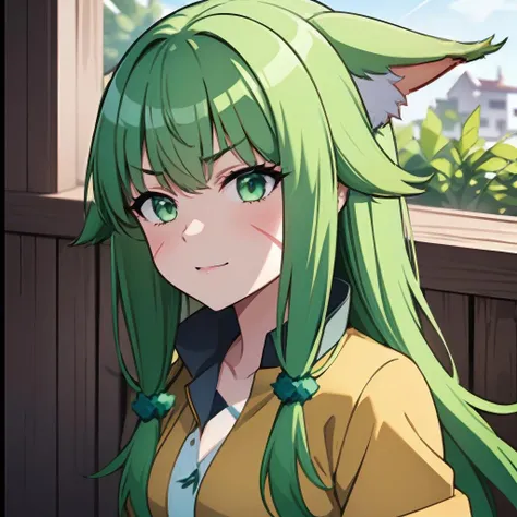 face lighting,bright backlight,super high resolution,best quality,Photos,4k,huyao,1girl,
(fox ear:0.8),green hair,<lora:huyao_40:0.8>,