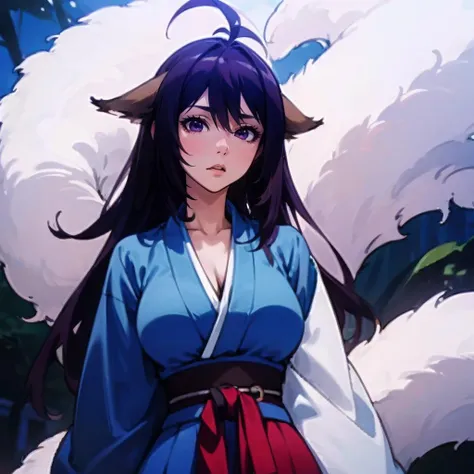 (RAW photo, best quality),masterpiece,an extremely delicate and beautiful,extremely detailed,CG,2k wallpaper,Amazing,finely detail,extremely detailed CG unity 8k wallpaper,huge filesize,ultra-detailed,huyao,1girl,solo,(fox ear:0.9),purple eyes,purple hair,long hair,looking at viewer,hanfu,belt,medium breasts,upper body,
<lora:huyao_20230727201550:0.9>,, (RAW photo, best quality),masterpiece,an extremely delicate and beautiful,extremely detailed,CG,2k wallpaper,Amazing,finely detail,extremely detailed CG unity 8k wallpaper,huge filesize,ultra-detailed,