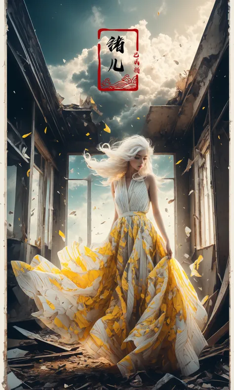 abandoned1girlsololong hair(white hair:1.4)
A shot with tension(sky glows yellow,Visual impact,giving the poster a dynamic and visually striking appearance:1.2),
<lora:~Q?-^X\Ys:0.8>