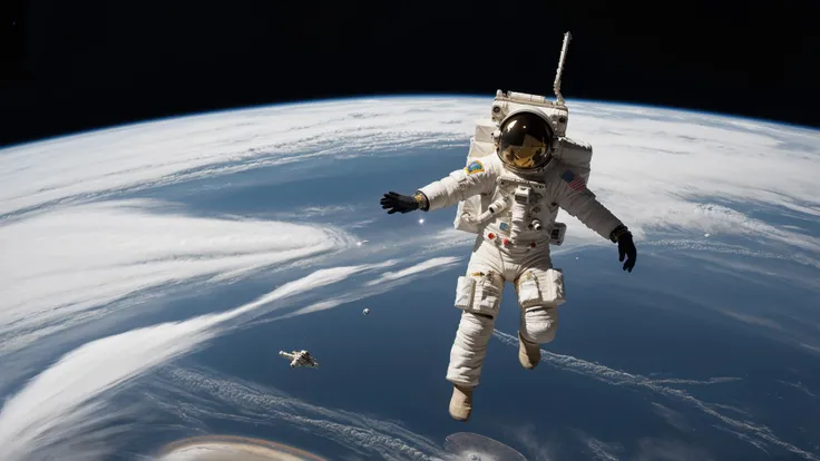 masterpiece, in space, astronaut, space walk, earth, epiCPhoto