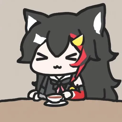 best quality,absurd res, 1girl,solo,ookami mio,Black long hair,tea,:\3,
smol,<lora:smol:1> <lora:ookamiMio_v1:0.2>