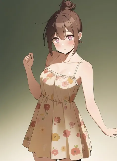 1girl, standing, sundress, hat, flower print dress, hair_up, hair bun, brown_hair, gradient eyes, straight-on, looking_at_viewer, skin_blush, shiny_skin, hires, perfect lighting,
<lora:homebrew_close_as_neighbors_2:0.8>