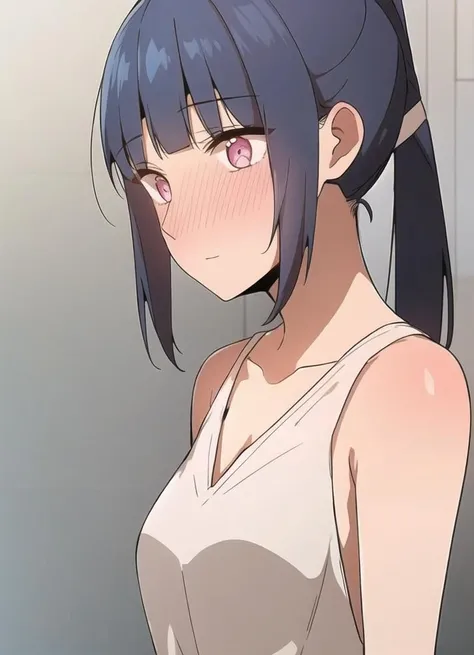 1girl, nsfw, furuderika, long hair, purple eyes, blue hair, blunt bangs, ,, , empty eyes , large breasts, nipple, Walking, , Abandoned Hospital　frozen, wet, crying ,, Naked, , (1girl)　Blank look