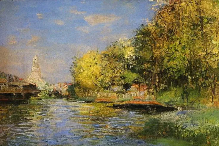 painting \(medium\),city,bridge,river,   <lora:monet-000004:1>