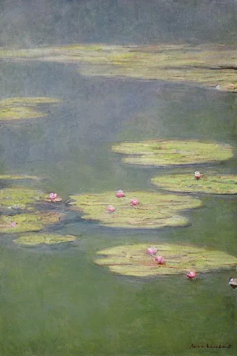 painting \(medium\),water lily flower, <lora:monet_v2-000004:1>