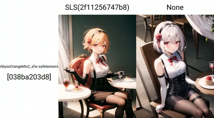an extremely delicate and beautiful girl, 8k wallpaper, masterpiece,Cinematic Lighting, best quality,Illustration,detailed face depiction,dramatic angle,
chen bin \(artist\), 1girl, solo, pantyhose, shirt, skirt, white pantyhose, red eyes, sitting, white shirt, flower, grey hair, black skirt, holding, hairband, black footwear, cup, bridal gauntlets, chair, hair between eyes, shoes, high-waist skirt, drinking glass, bangs, hair flower, sleeveless, hair ornament, food, bare shoulders, neck ribbon, looking at viewer, sleeveless shirt, ribbon, full body, black hairband, parted lips, suspender skirt, collared shirt, holding cup, on chair, small breasts, red ribbon, holding food, wine glass, rose, white flower, suspenders, short hair, table, alcohol, mary janes, detached sleeves, breasts, blush, bow, long sleeves, elbow gloves, gloves, bottle, fruit, frills, cake slice, dress shirt, white rose,indoors