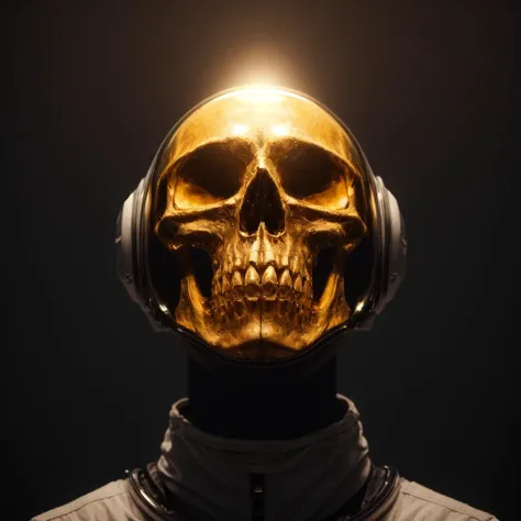 a ghost ,skull,astronaut, space helmet, golden skull, gold,space background, official art,finely detail, Depth of field,(((masterpiece))),((extremely detailed CG unity 8k wallpaper)),best quality, high resolution illustration,Amazing,highres,intricate detail,(best illumination, best shadow, an extremely delicate and beautiful),, Cinematic Lighting,,dark, (underlighting:1.2), <lora:SLS:1.0>,, <lora:add_detail:1>