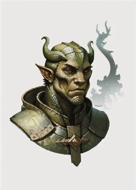 rpp, portrait of a dragon headed dragonborn, illustration, concept art, in the style of greg rutkowski <lora:dnd_portrait:0.7>