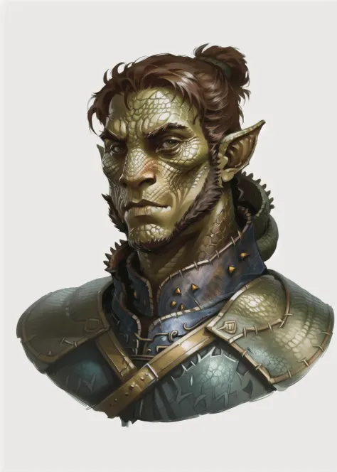 rpp, portrait of a dragon headed dragonborn, illustration, concept art, in the style of greg rutkowski <lora:dnd_portrait:0.7>