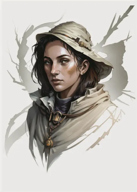 rpp, portrait of a young witch, illustration, concept art, in the style of greg rutkowski, <lora:dnd_portrait:0.7>